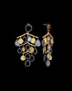 A.deitiy silver earrings with flat diamonds & 3-micron gold & rhodium plating