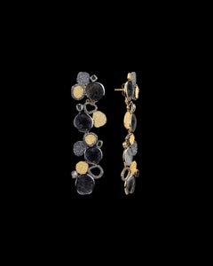 A.deitiy silver earrings with flat diamonds & 3-micron gold & rhodium plating