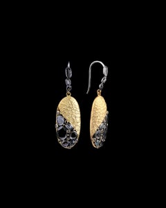 A.deitiy silver earrings with flat diamonds & 3-micron gold & rhodium plating