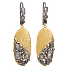Orecchini in argento A.deitiy con diamanti piatti e placcatura in oro e rodio da 3 micron