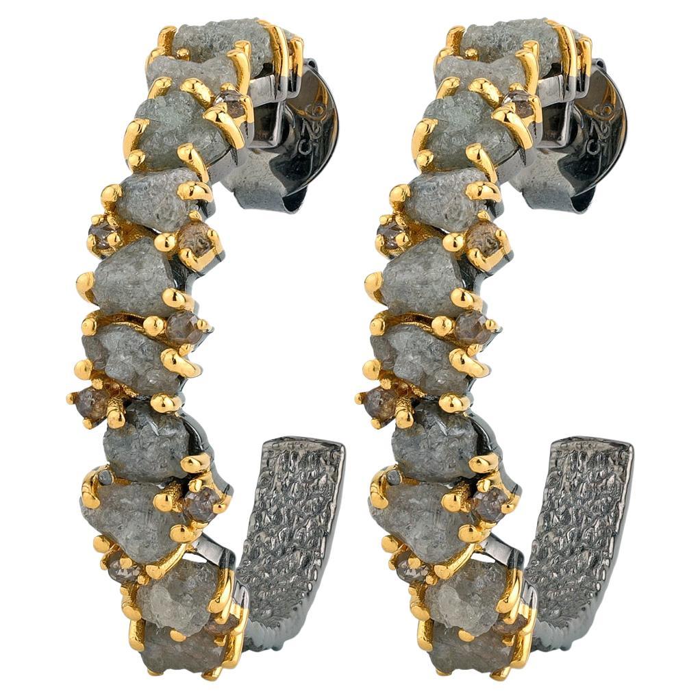 A.deitiy silver earrings with mined diamonds, 3micron gold & rhodium plating 