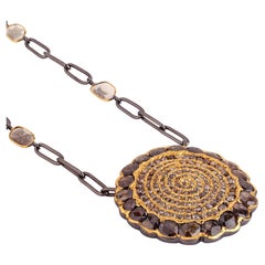 Adeitiy Silver Halskette mit braunen Diamanten im Rosenschliff und 3 Mikron Goldplattierung
