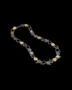 A.deitiy silver necklace with flat diamonds & 3 micron yellow gold plating