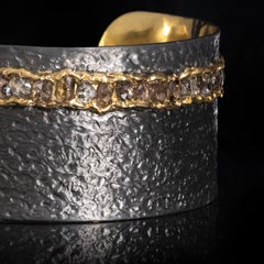 Adeitiy Statement Cuff Made with Recycled Sterling Silver & Fantasy-Cut Diamonds