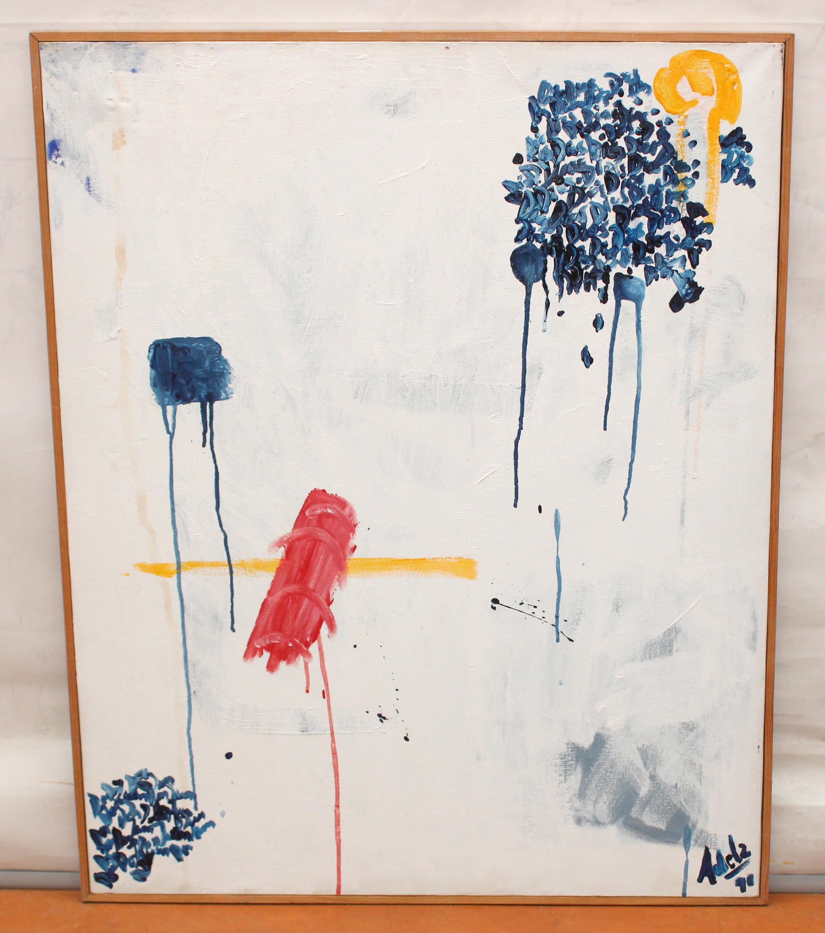 Acrílico sobre tela - Composición abstracta - Año 1991 - Painting by Adela Rodríguez Duflús 