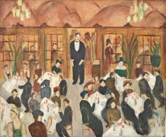 "Restaurante" Adelaide Lawson Gaylor,  Escena de fiesta interior modernista americana
