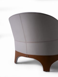 Adelaide Lounge Chair, Leather Upholstered, Curved Design, New