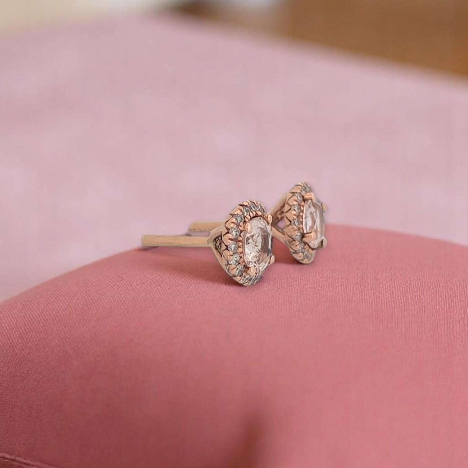 Taille rose Adélaïde  Boucles d'oreilles Morgane, or rose 14K, cadeau élégant de joaillerie pour elle en vente