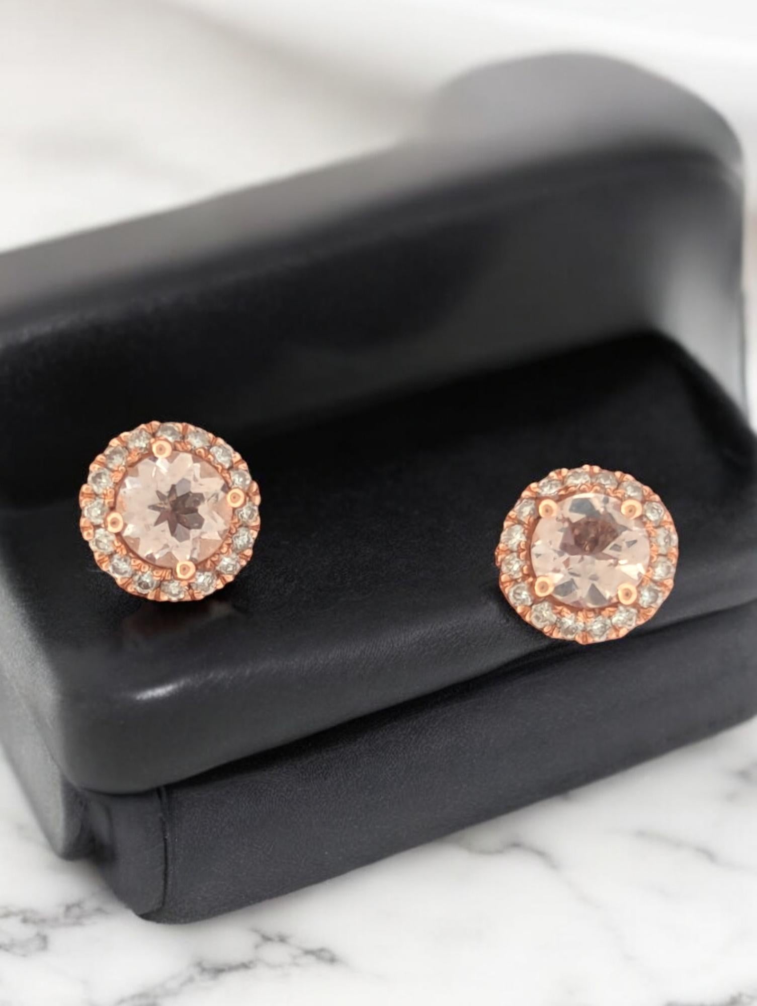 Adélaïde  Boucles d'oreilles Morgane, or rose 14K, cadeau élégant de joaillerie pour elle Pour femmes en vente