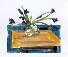 Iris Still Life, Large Monoprint by Adele Alsop