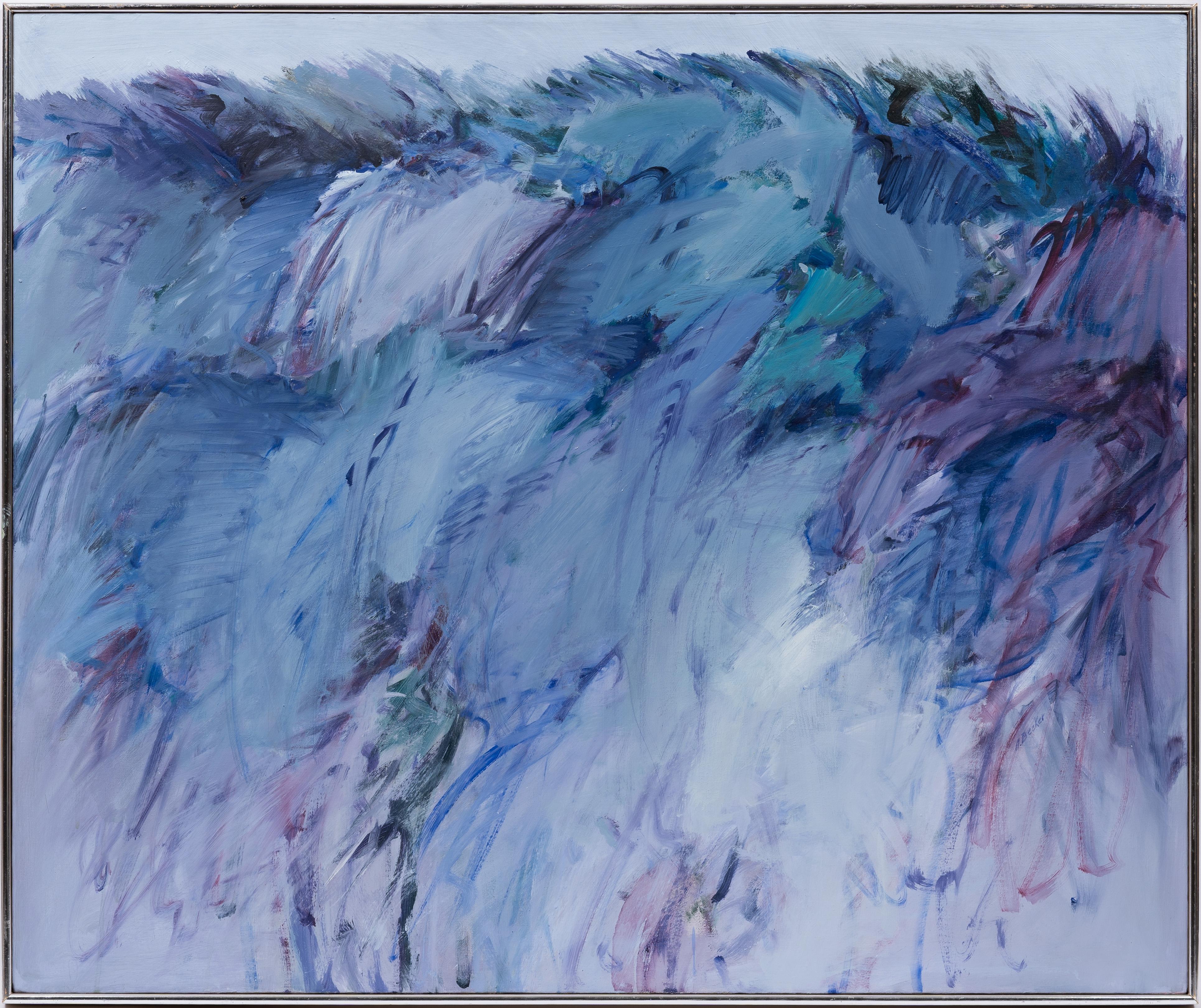Landscape Painting Adele Becker - Peinture à l'huile abstraite américaine moderniste ancienne