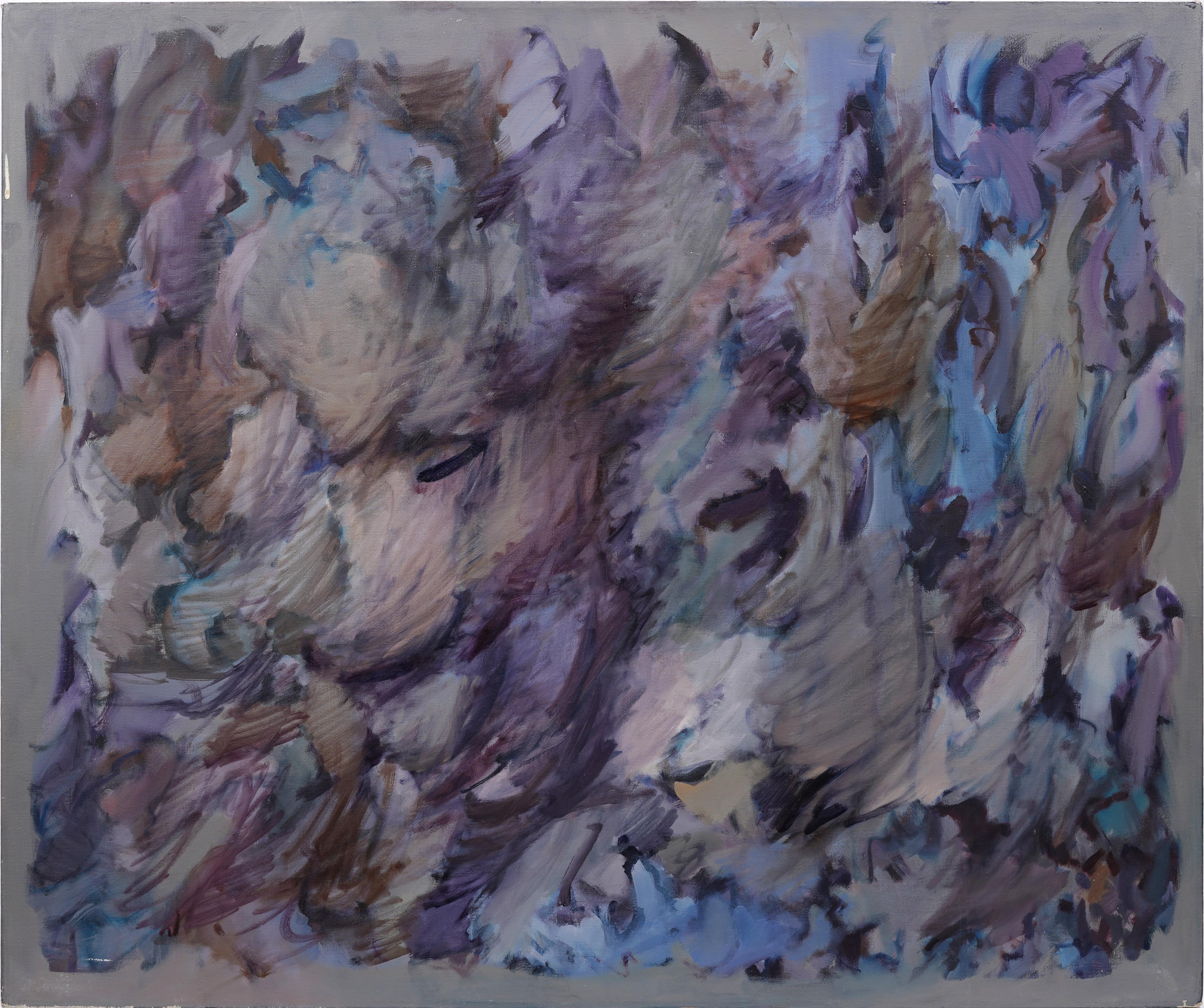 Antico dipinto ad olio del paesaggio espressionista astratto modernista americano di grandi dimensioni - Painting di Adele Becker