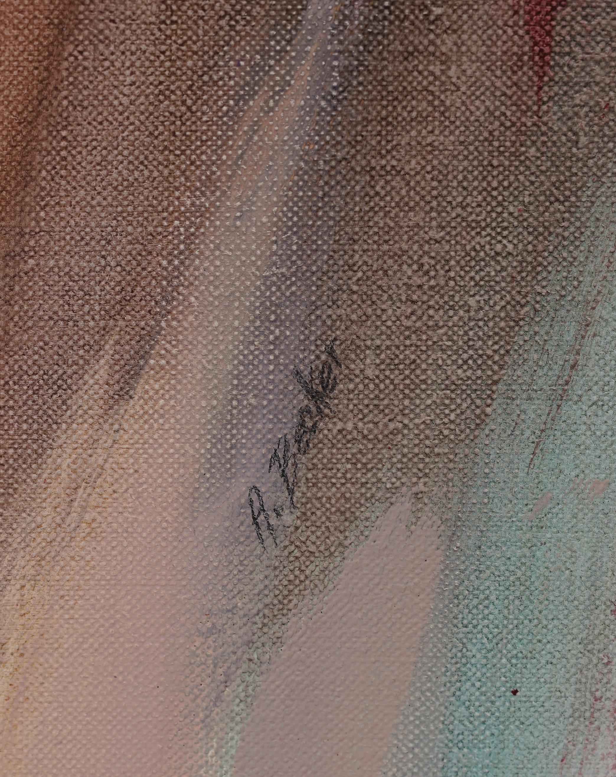 Antiguo cuadro expresionista abstracto firmado por una artista modernista americana en venta 1