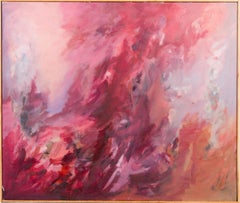 Vintage American Modernist Abstract Expressionist Framed Large Oil Painting