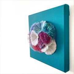 Ocean Blooms - Textile Art on Canvas (Pink + White + Fuchsia)