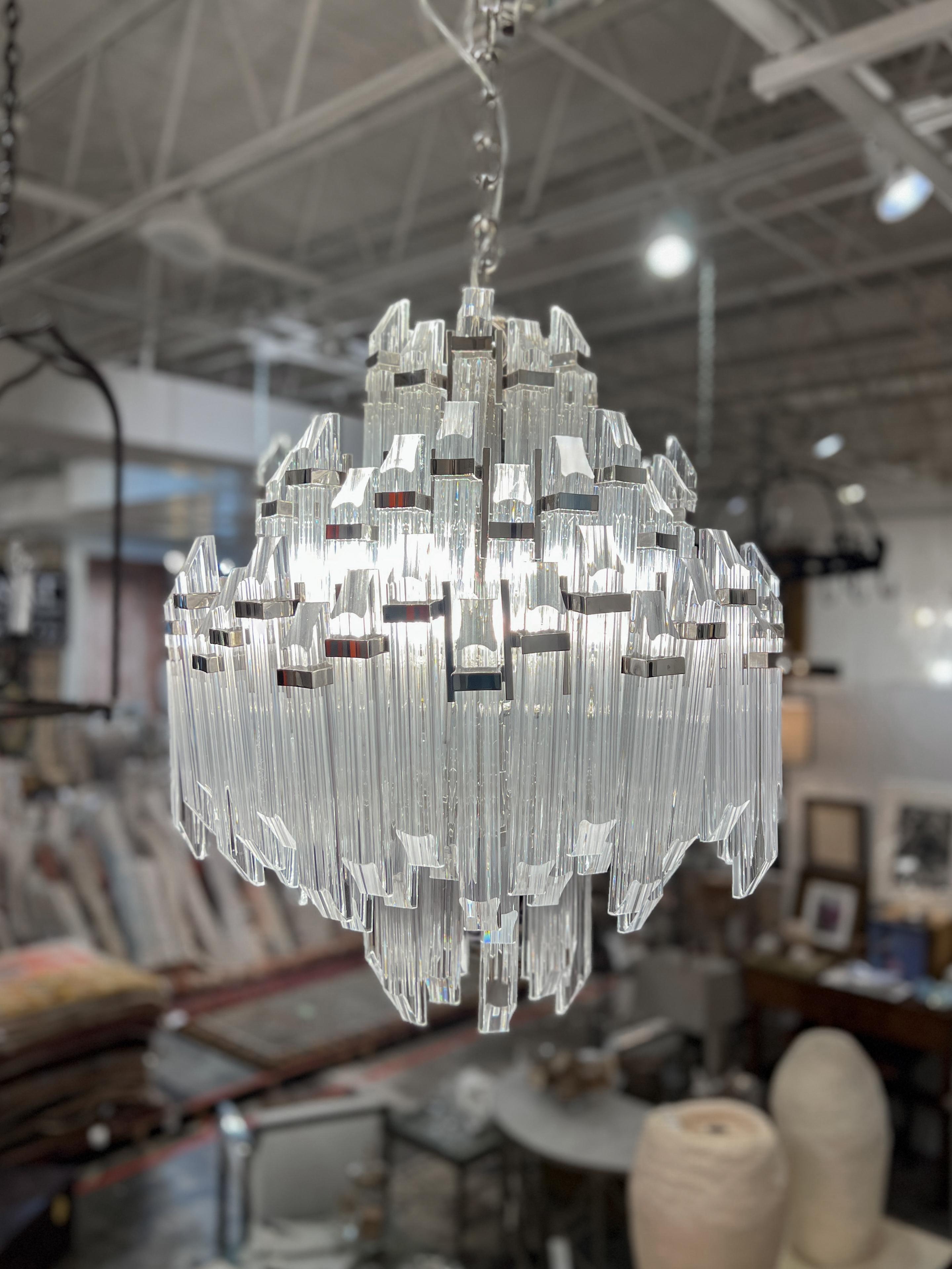 Adele Four Tier Waterfall Chandelier In Excellent Condition In Houston, TX