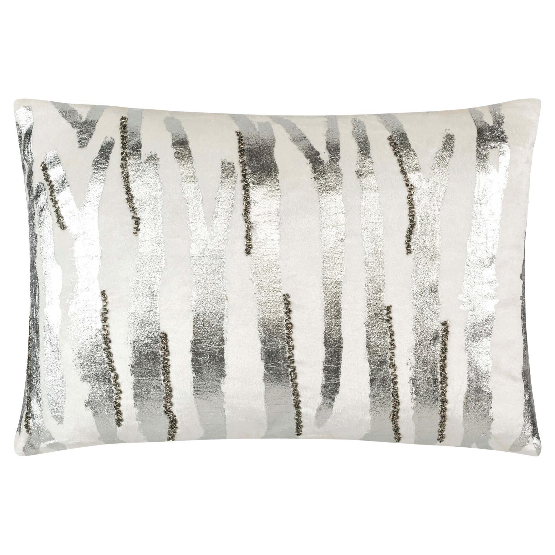 Adele Ivory Silver Velvet Lumbar Pillow