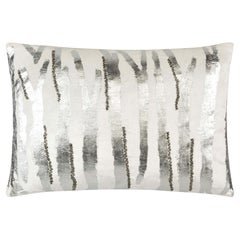 Adele Ivory Silver Velvet Lumbar Pillow