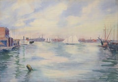 "Portsmouth Harbor, New Hampshire" Seascape in Watercolor on Heavy Paper