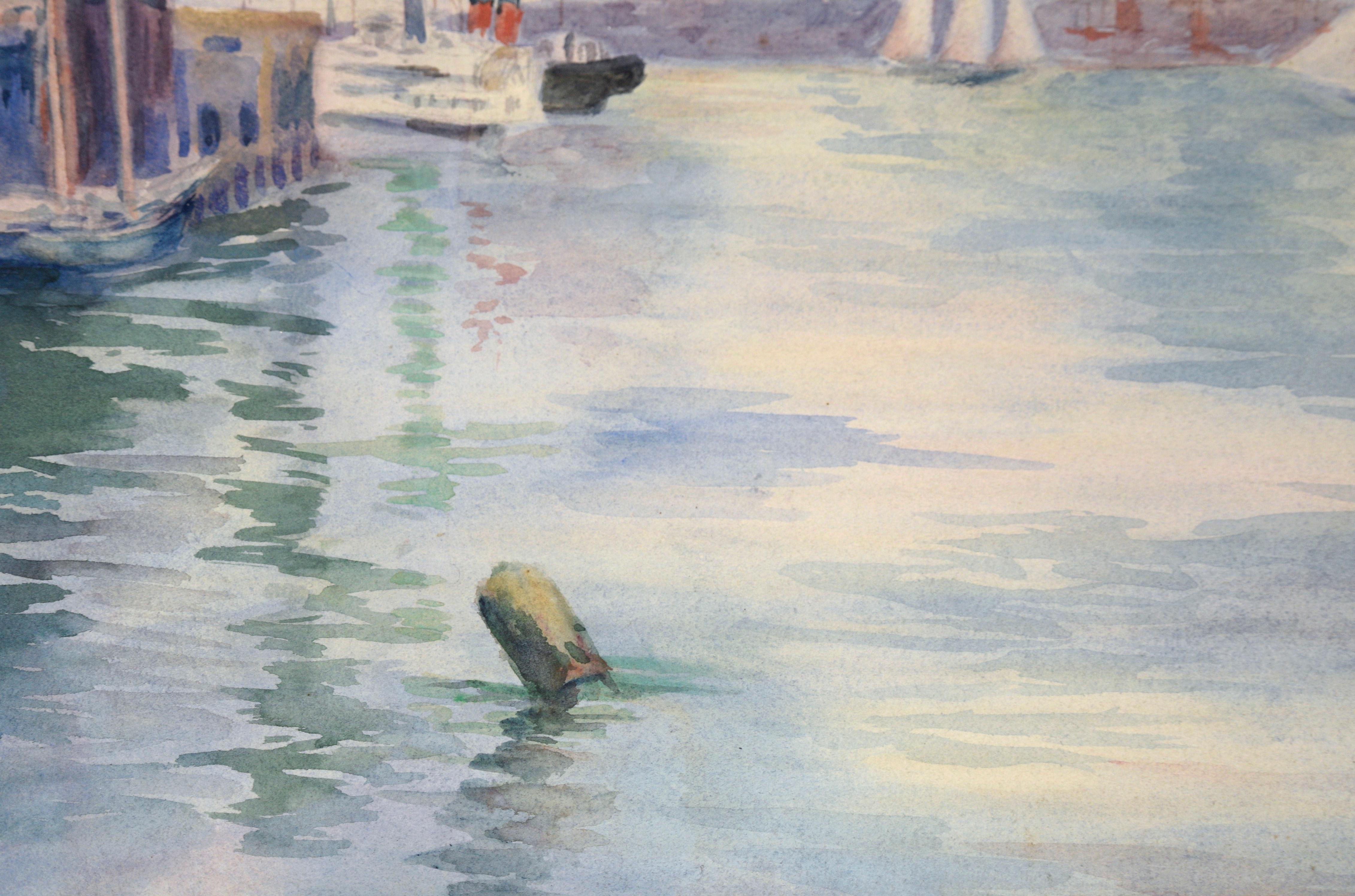 „Portsmouth Harbor, New Hampshire“ Meereslandschaft in Aquarell auf schwerem Papier im Angebot 1