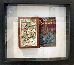 Wonders of Science - Contemporary Sculptured Book: Framed Mixed Media