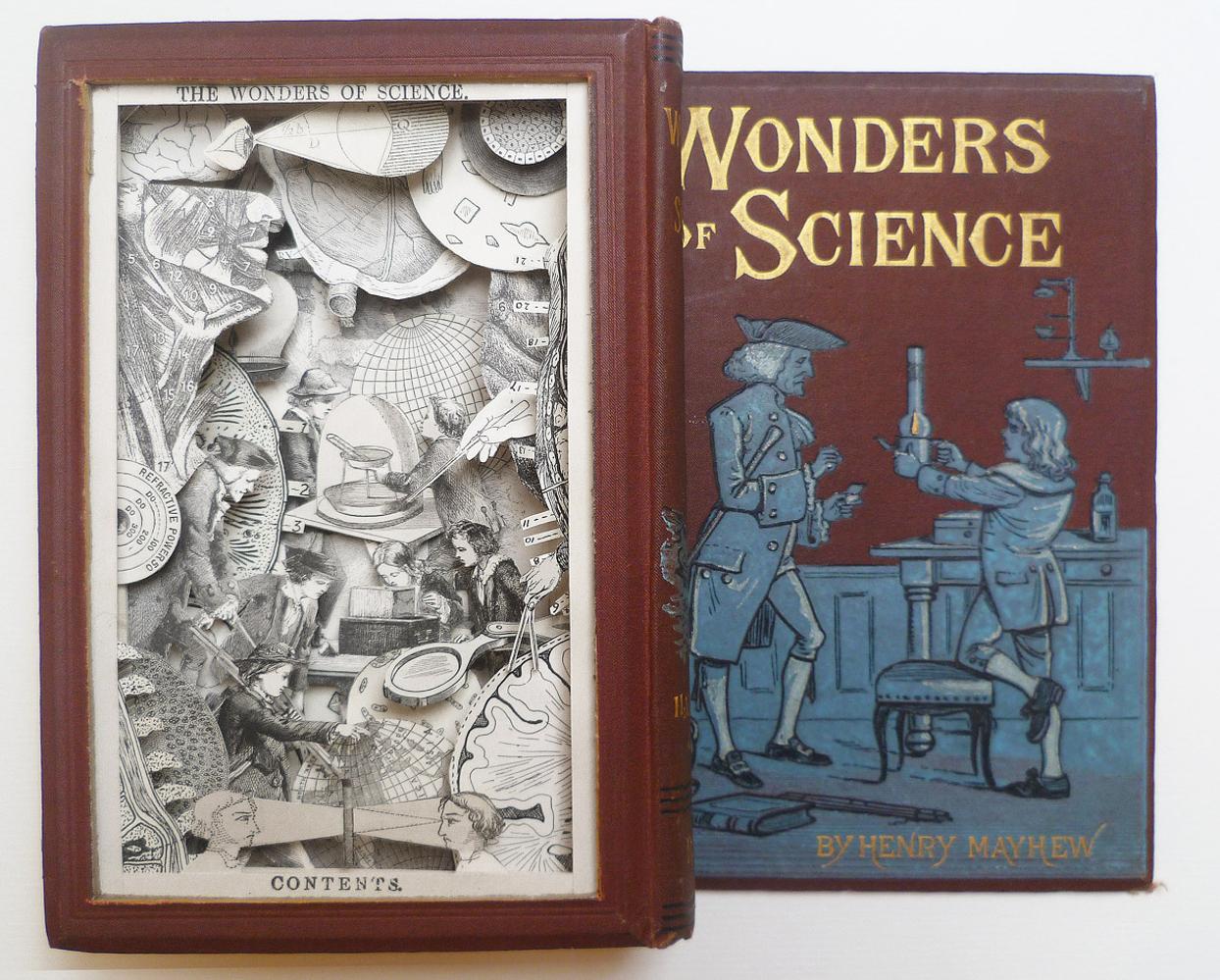 Wonders of Science - Contemporary Sculptured Book: Framed Mixed Media - Mixed Media Art by Adele Moreau