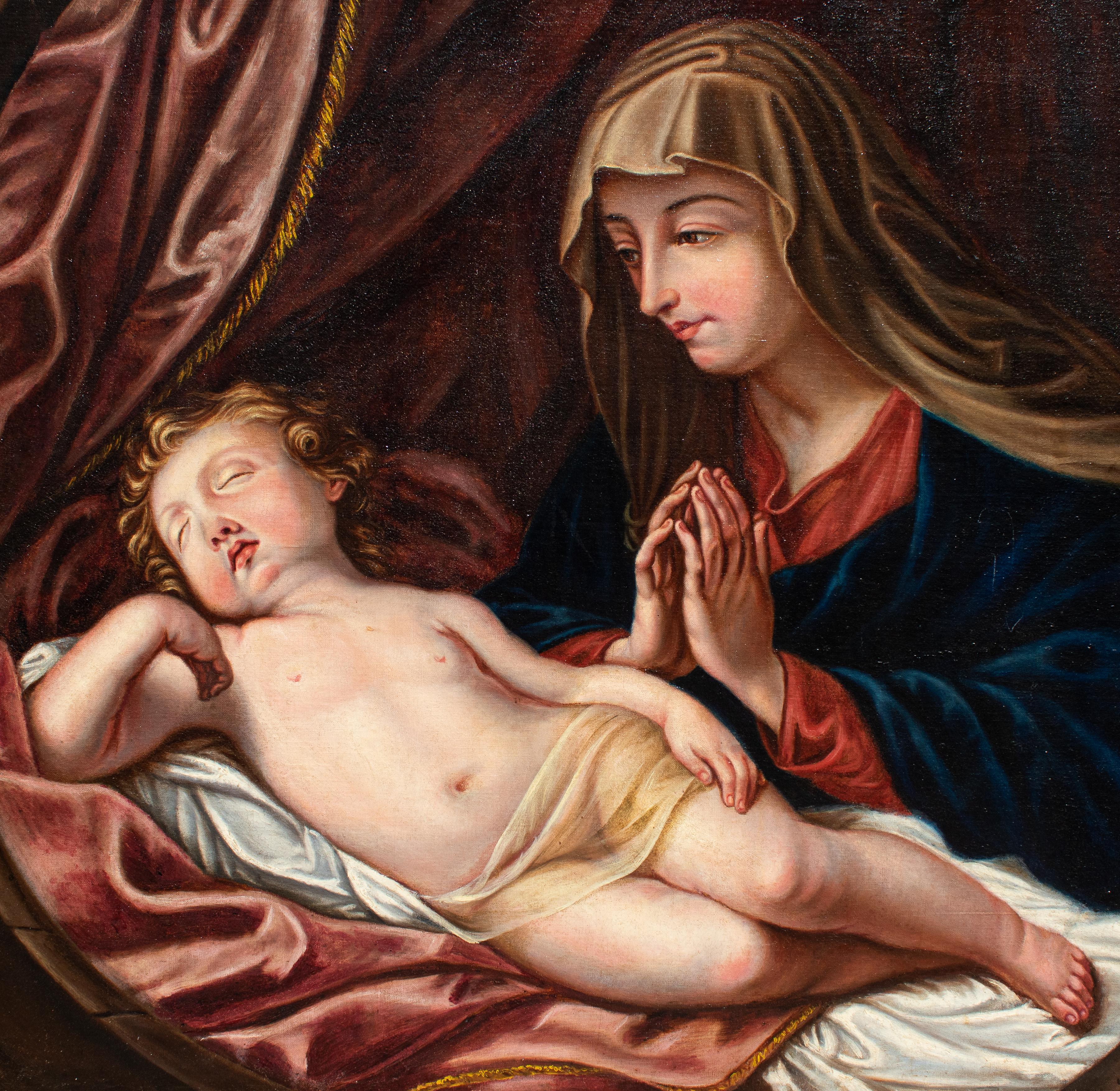 by Adele Pinot, Madonna in Adoration of the Child For Sale 10