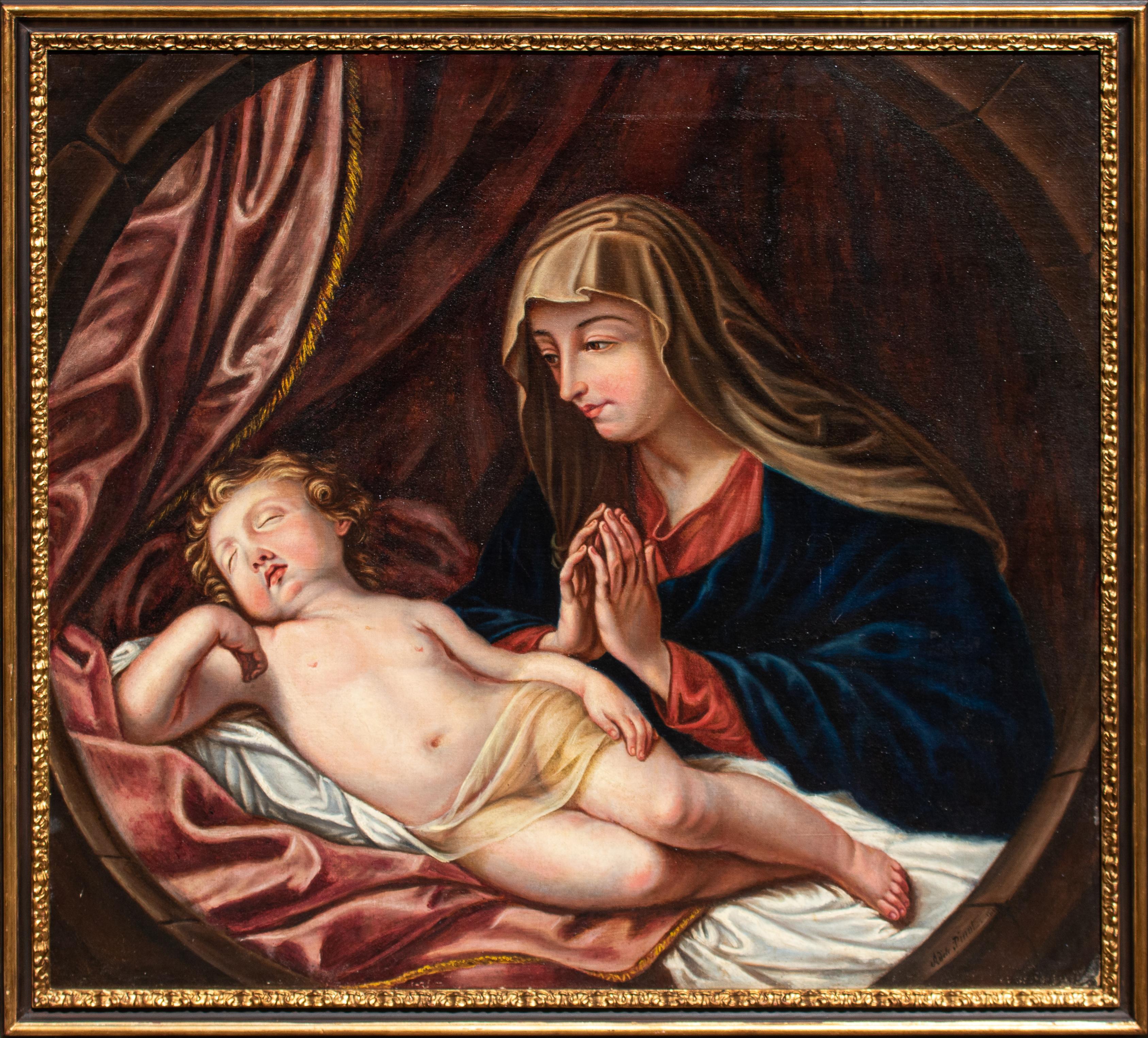 by Adele Pinot, Madonna in Adoration of the Child For Sale 1