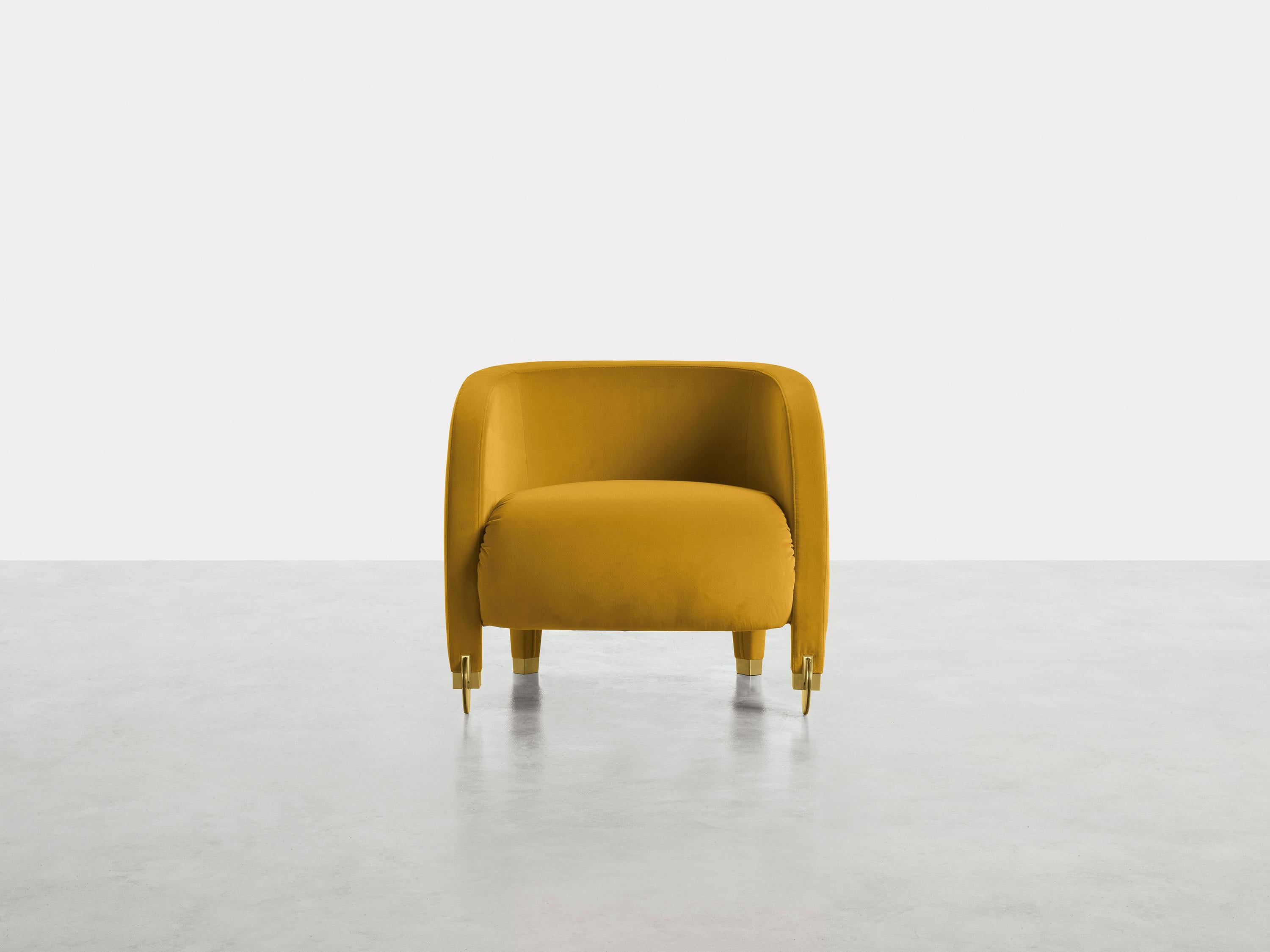 Modern ADELE Armchair with wheels brass by Dainelli Studio by Somaschini For Sale