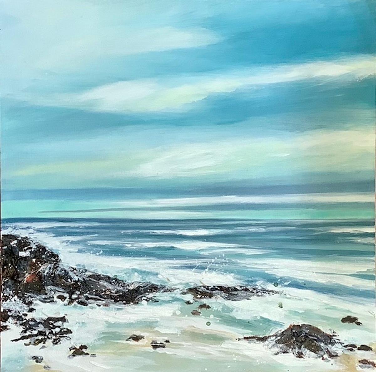 Adele Riley  Landscape Painting - Priests Cove 1 by Adele Riley, contemporary art, original painting, seascape art
