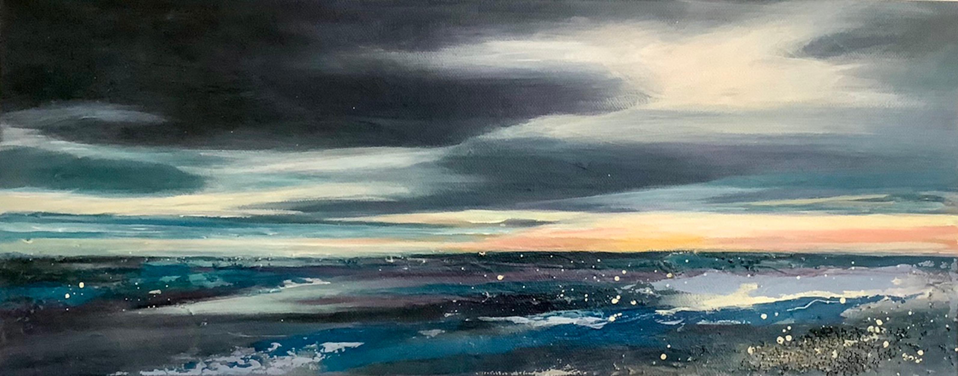 Adele Riley  Abstract Painting - The Last Light by Adele Riley, Original seascape painting, Contemporary art