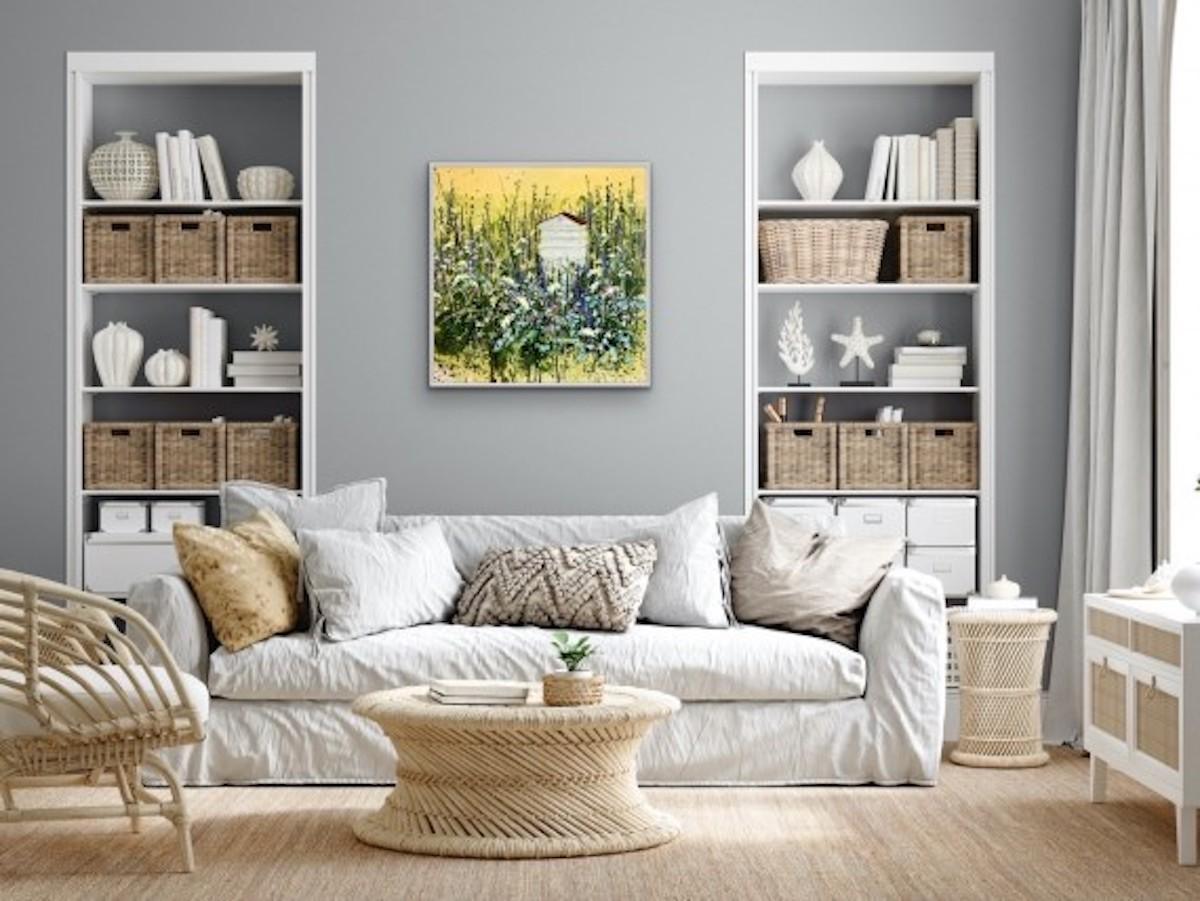 The Quietest Corner, peinture de paysage colorée, œuvre d'art florale en vente 2