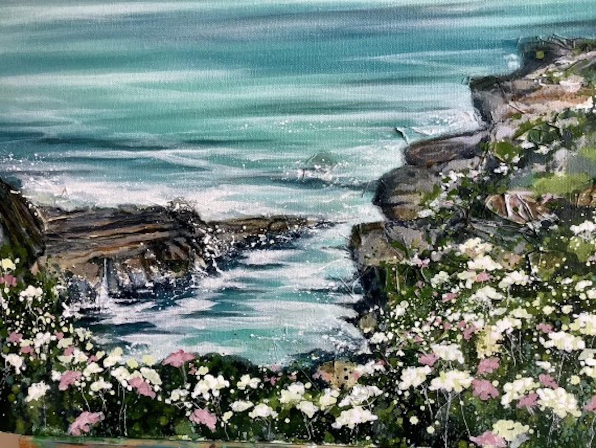 Adele Riley, Aqua Tide, Original Coastal Painting, Affordable Art For Sale 2