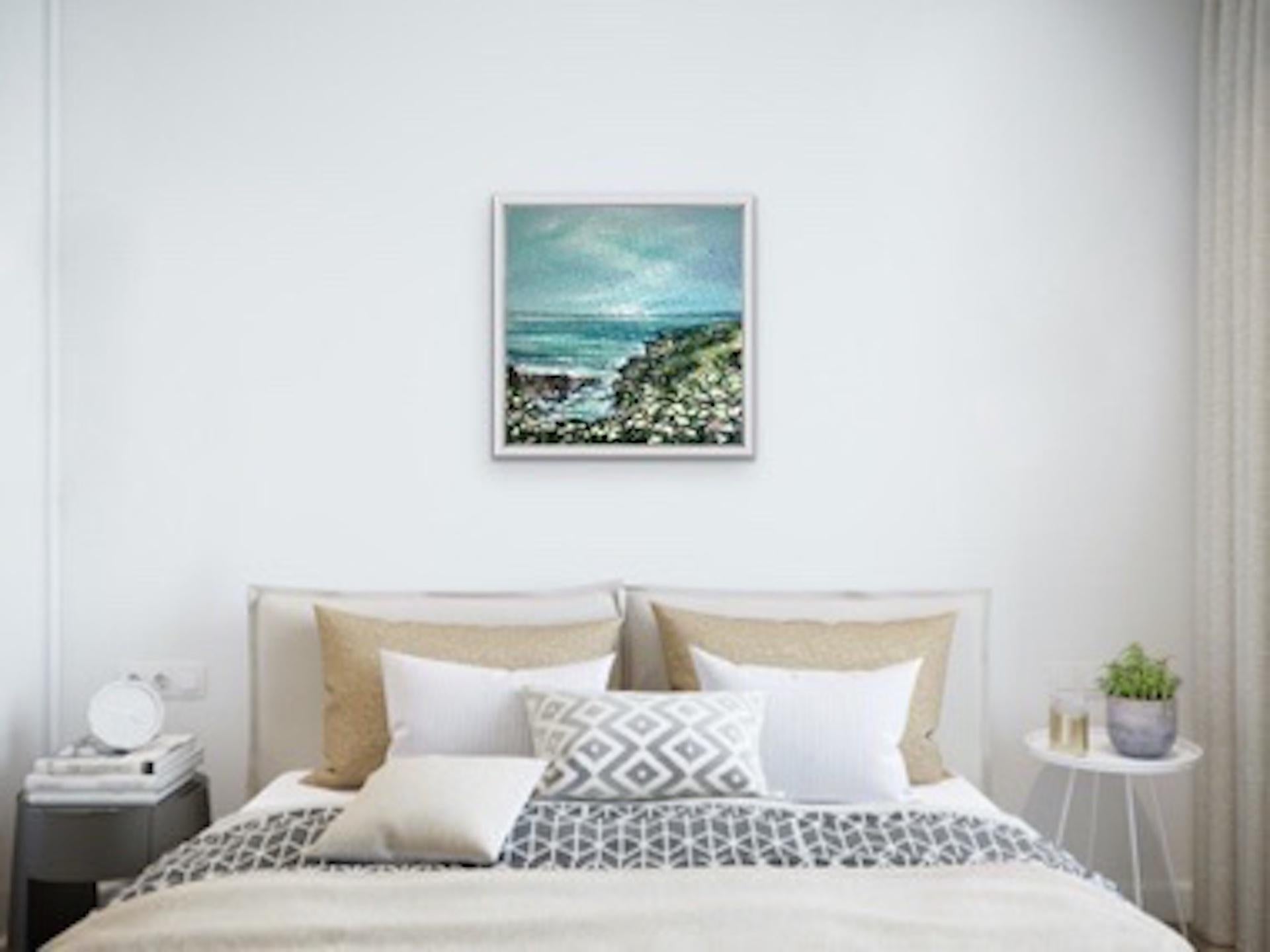 Adele Riley, Aqua Tide, Original Coastal Painting, Affordable Art For Sale 5