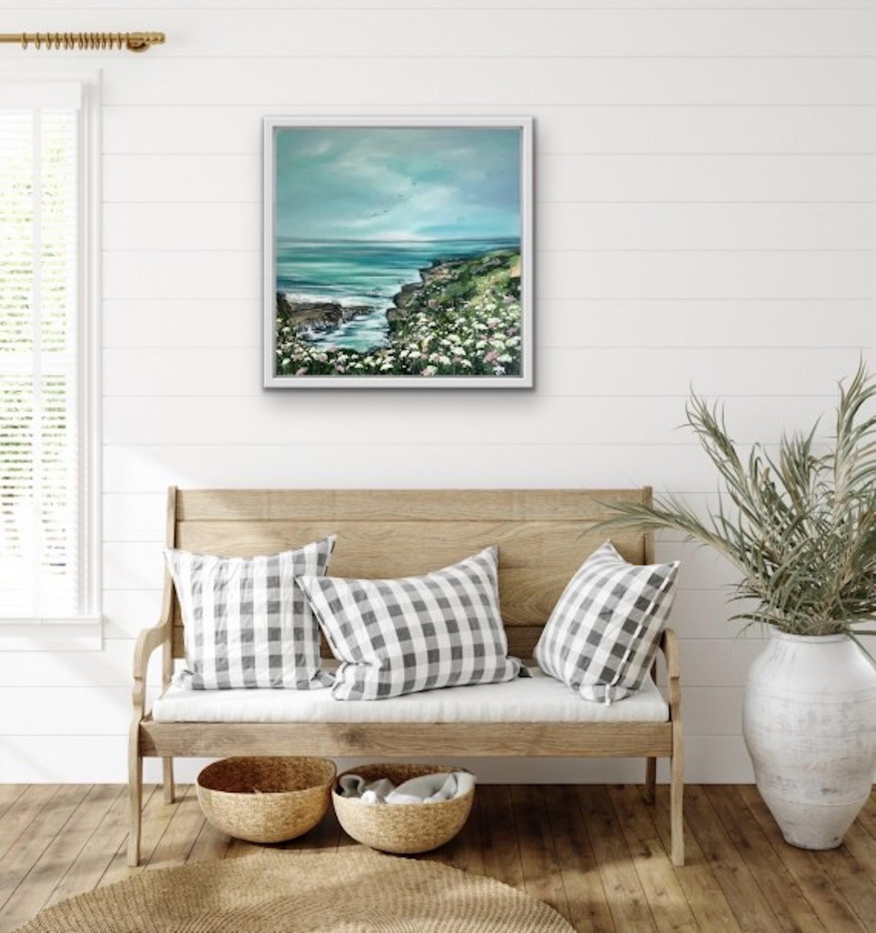 Adele Riley, Aqua Tide, Original Coastal Painting, Affordable Art For Sale 6