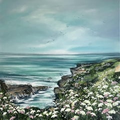 Adele Riley, Aqua Tide, Original Coastal Painting, Affordable Art