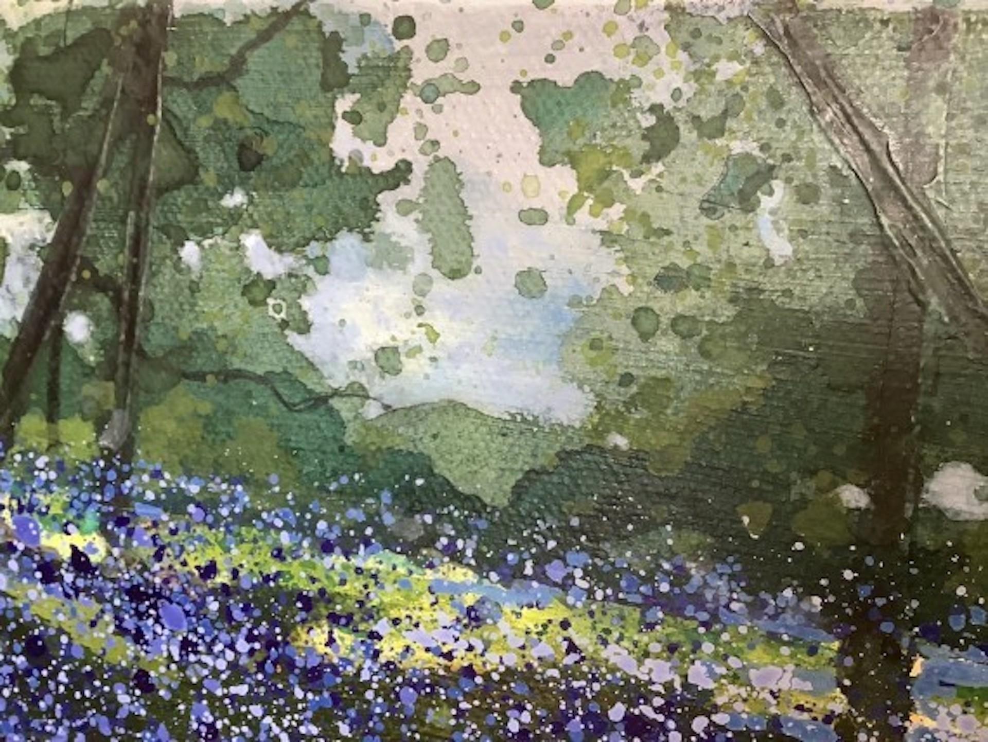 Adele Riley, Dusk in Bluebell Woods, Contemporary Landscape Art, Affordable Art For Sale 1