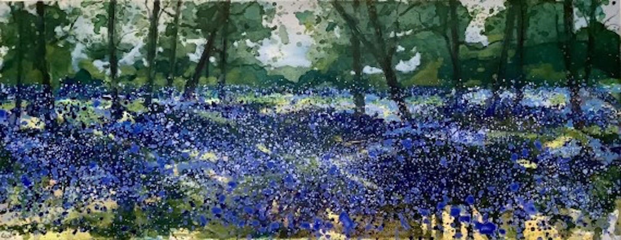Adele Riley, Dusk in Bluebell Woods, Contemporary Landscape Art, Affordable Art