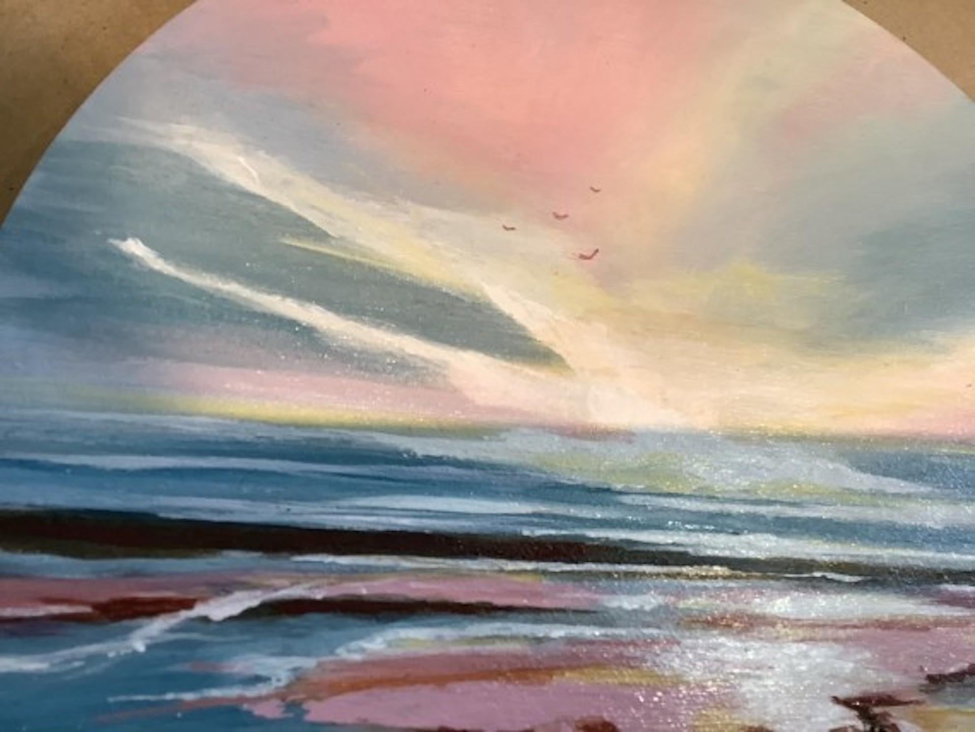 Adele Riley, Porthgwarra Dawn, Art des paysages marins, Peinture de la côte de Cornouailles en vente 2