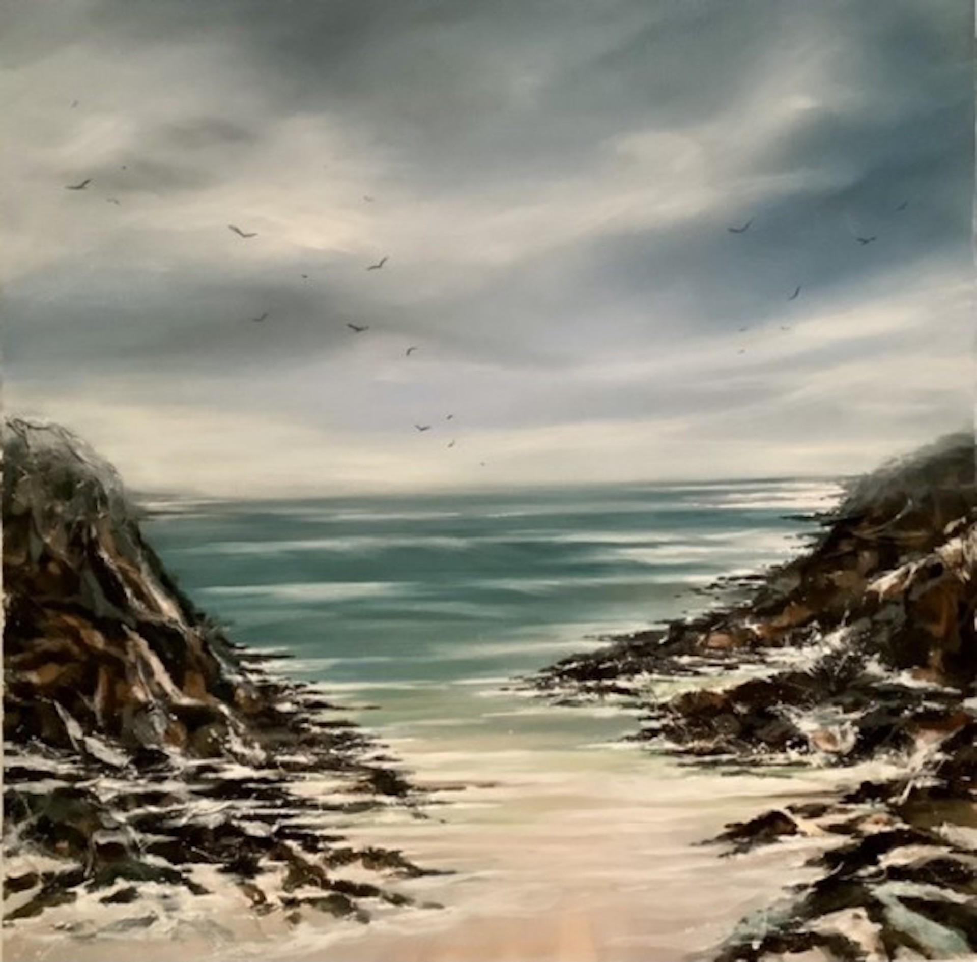 Adele Riley, Sea Mist, Art de paysage marin, peinture d'origine, Art abordable en vente 4