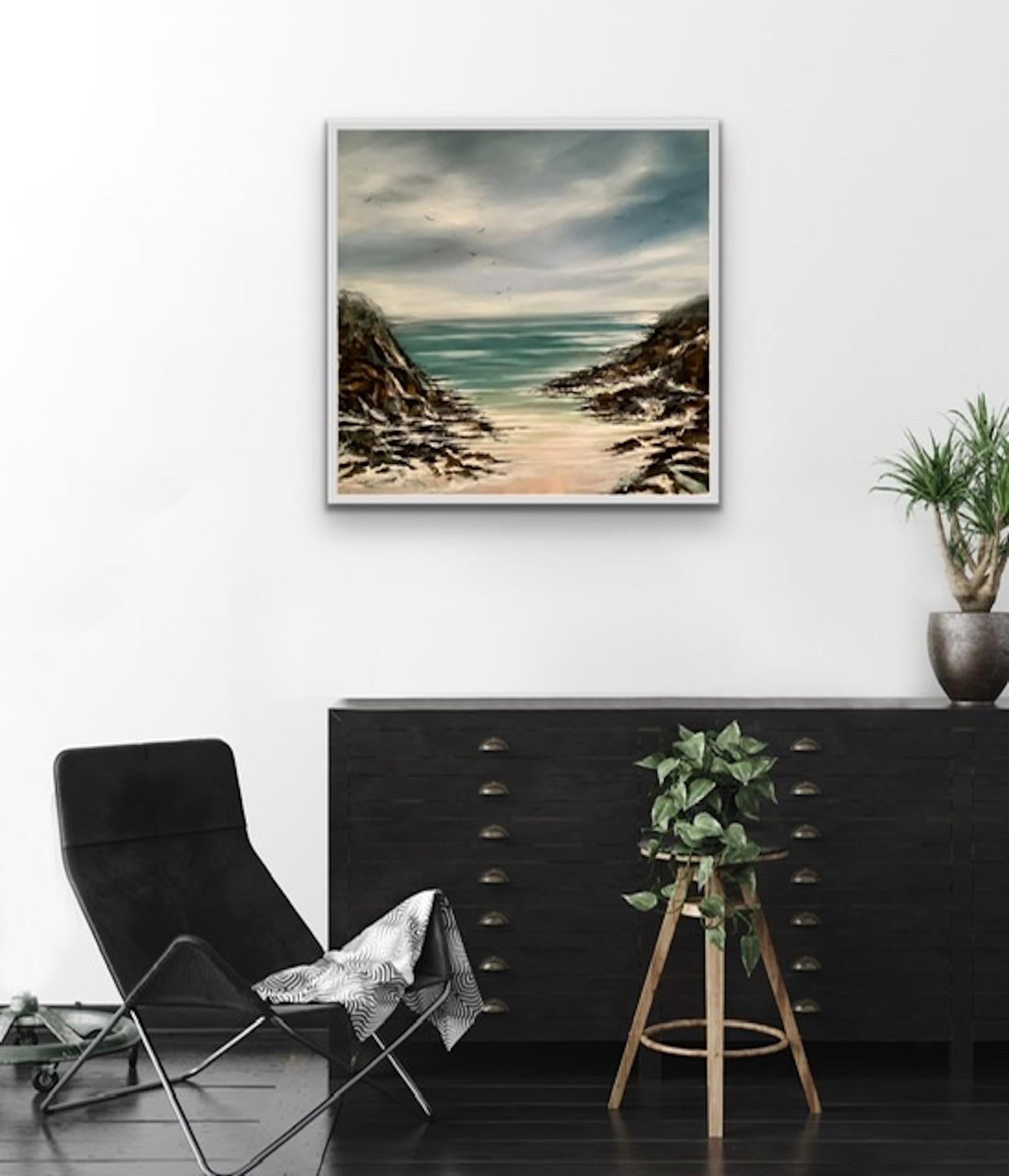 Adele Riley, Sea Mist, Art de paysage marin, peinture d'origine, Art abordable en vente 6