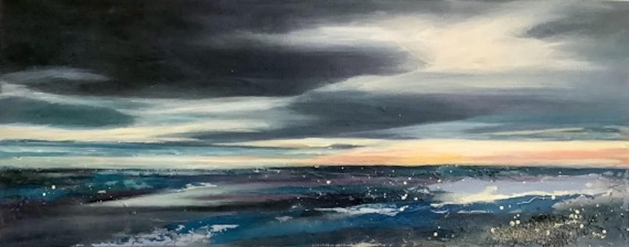 Adele Riley, The Last Light, peinture originale de paysage marin, Art abordable