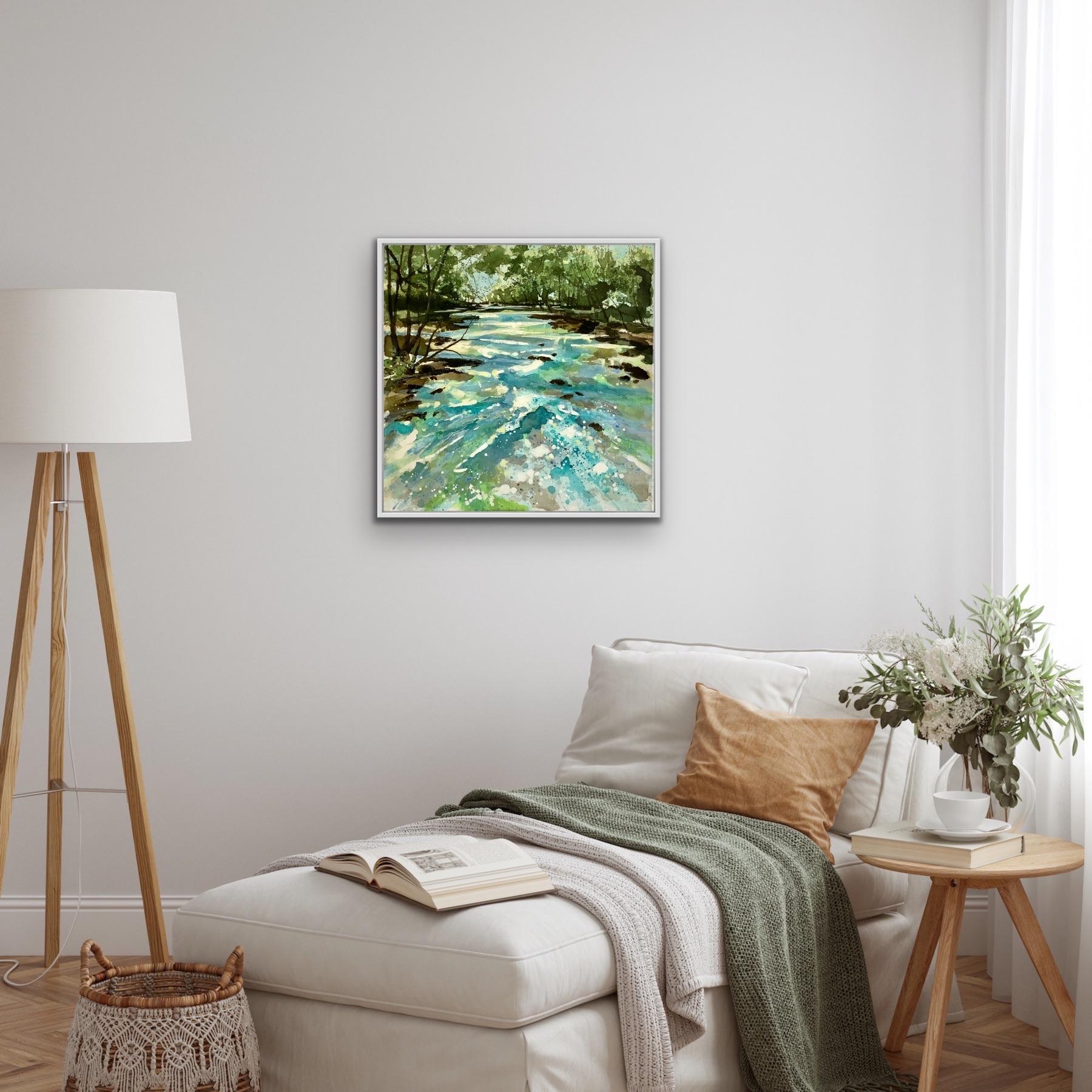 Always Our Place, Original painting, Landscape art, River Wye, Hereford, Green For Sale 3