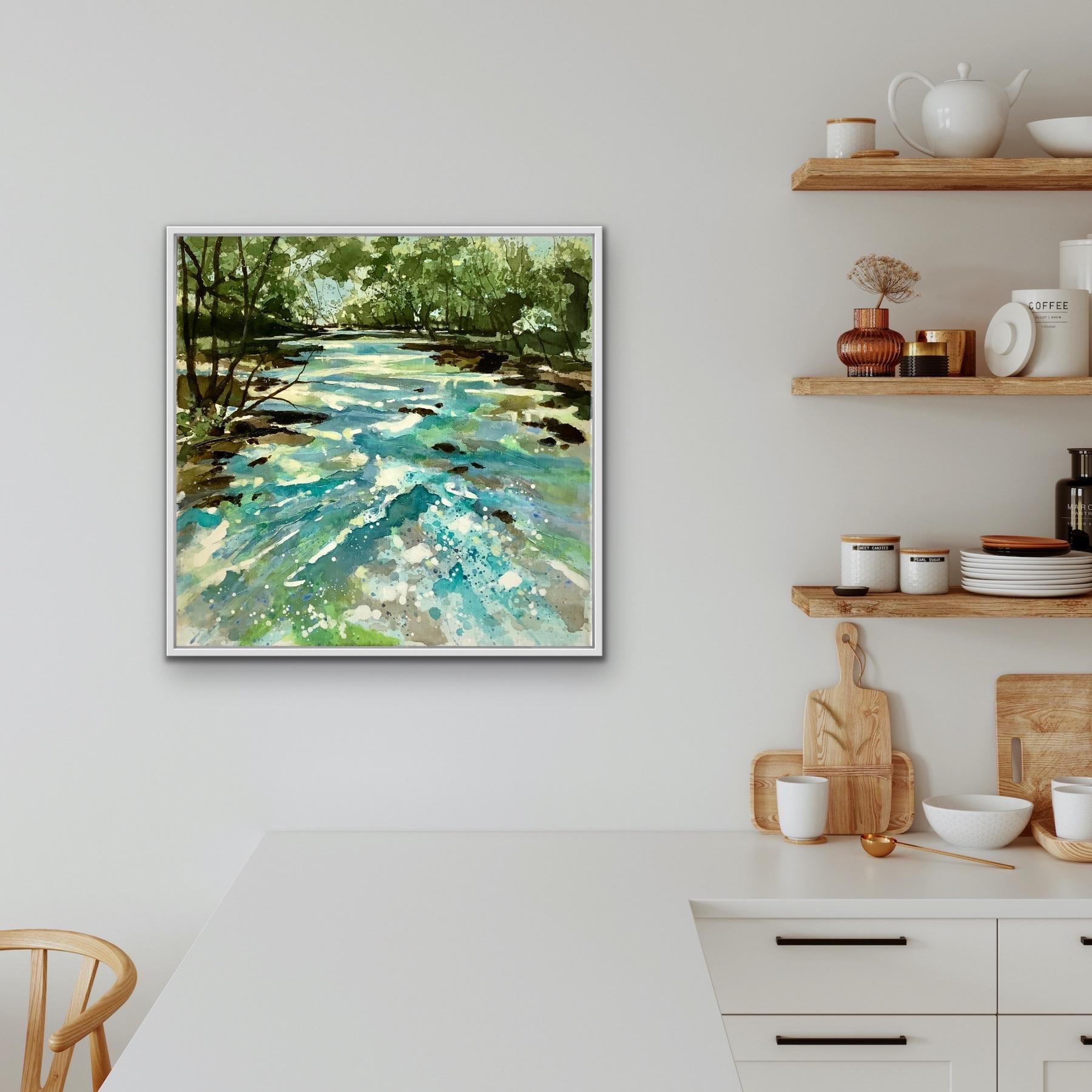 Always Our Place, Original painting, Landscape art, River Wye, Hereford, Green For Sale 5