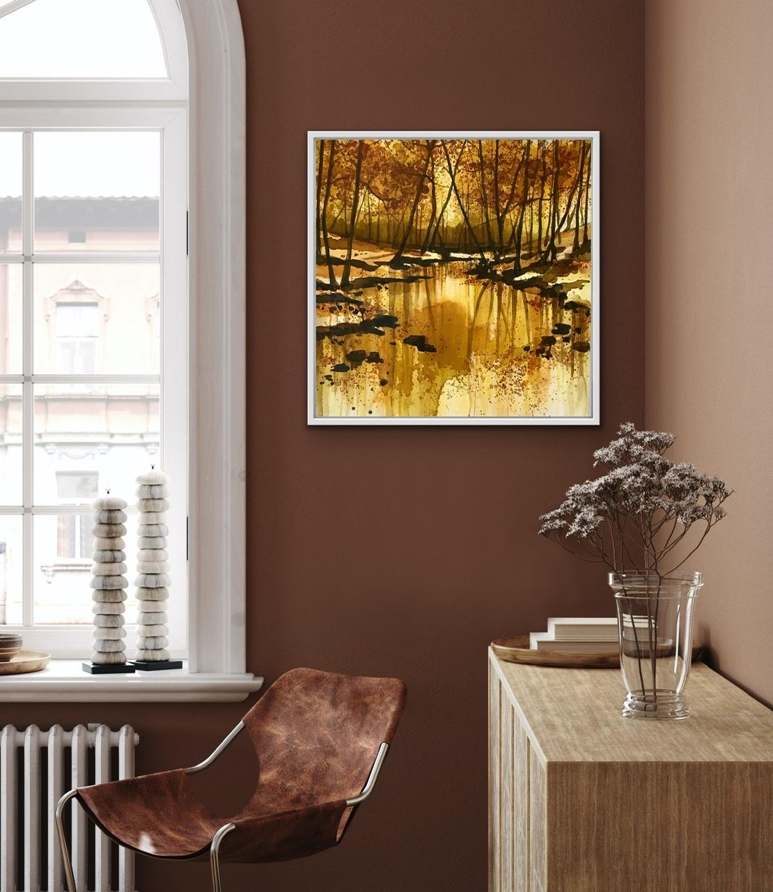 Al borde del río - Landscape Painting Marrón de Adele Riley