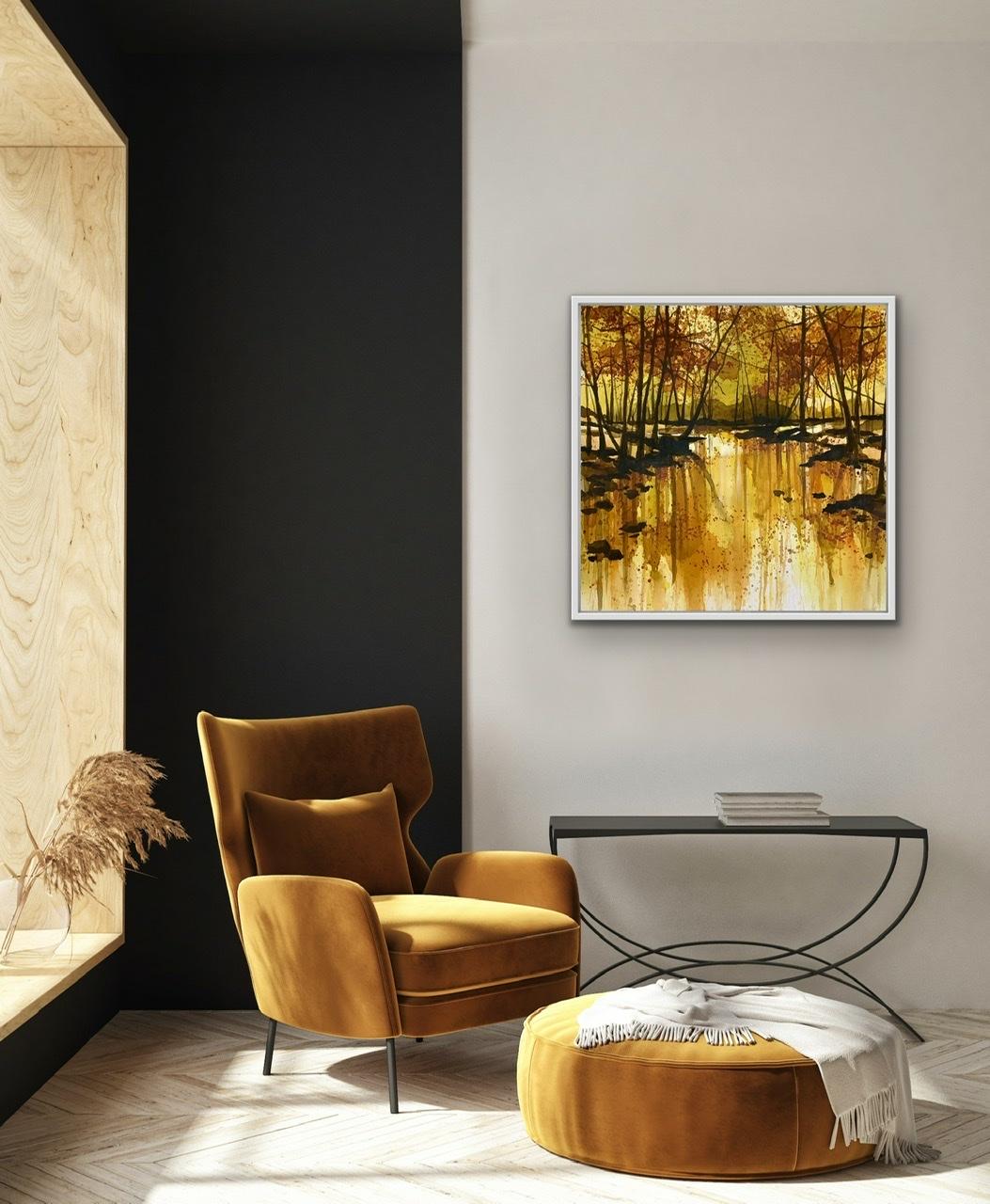 Otoño a orillas del río - Painting Impresionista de Adele Riley