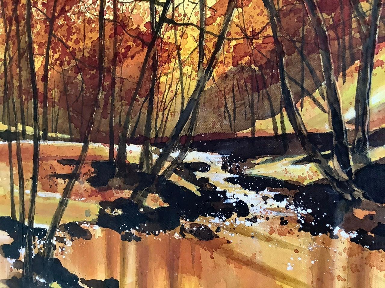 Mañana de principios de otoño - Figurative Painting Marrón de Adele Riley