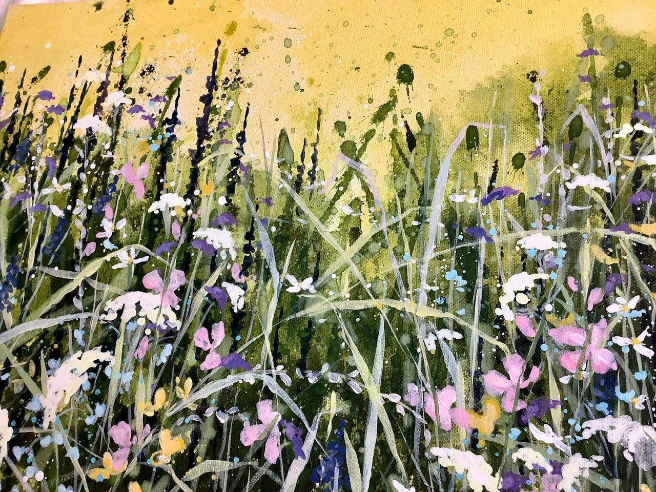 Honey Bee's Dance, Contemporary Landscape Painting, Nature and Garden Art For Sale 5