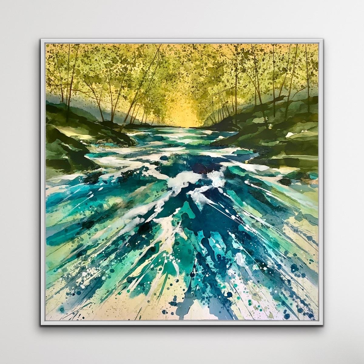 Of All Our Wild Places, farbenfrohe Waldkunst, halb-abstrakte Landschaftsmalerei (Zeitgenössisch), Painting, von Adele Riley