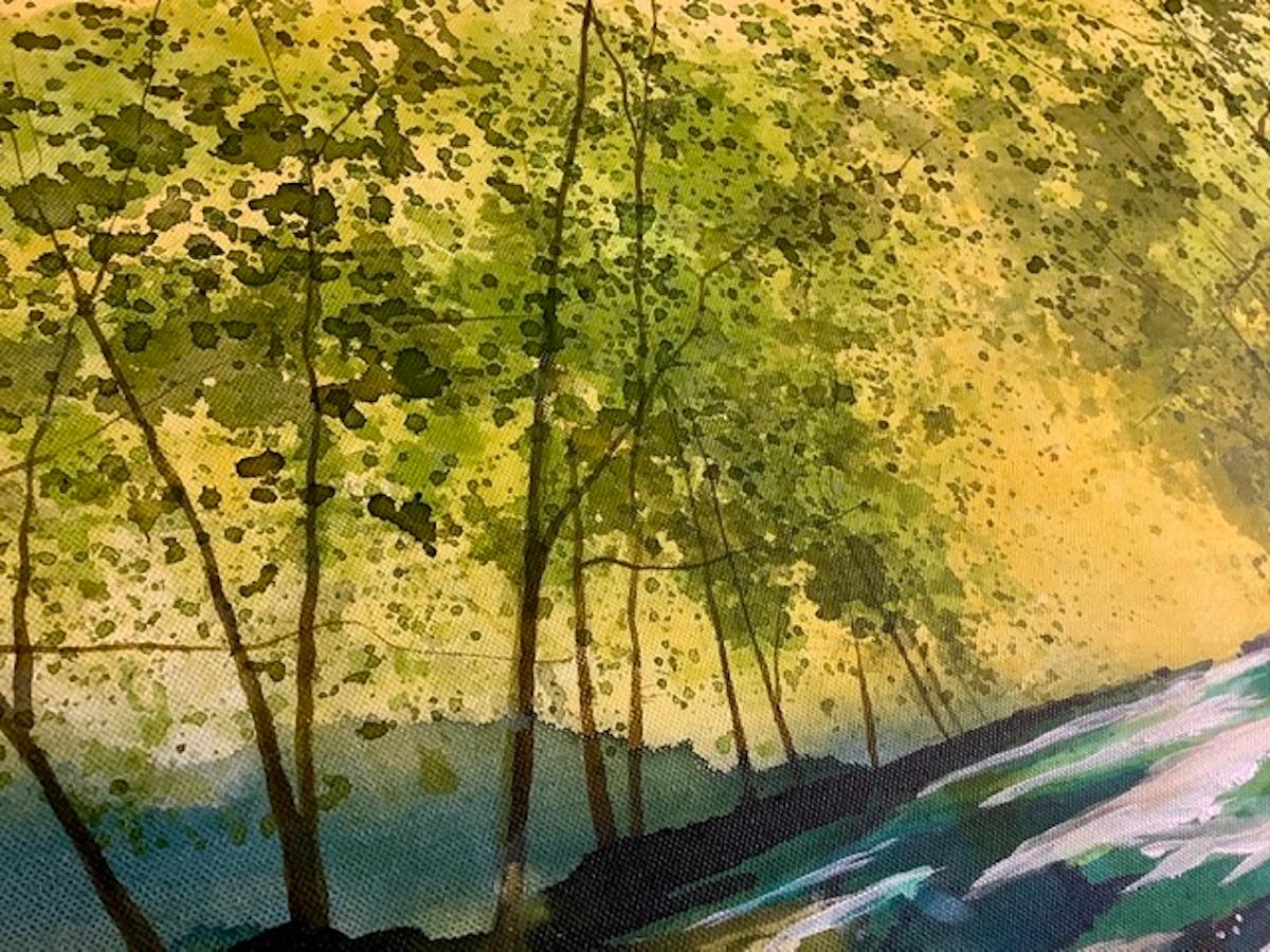 Of All Our Wild Places, farbenfrohe Waldkunst, halb-abstrakte Landschaftsmalerei im Angebot 1